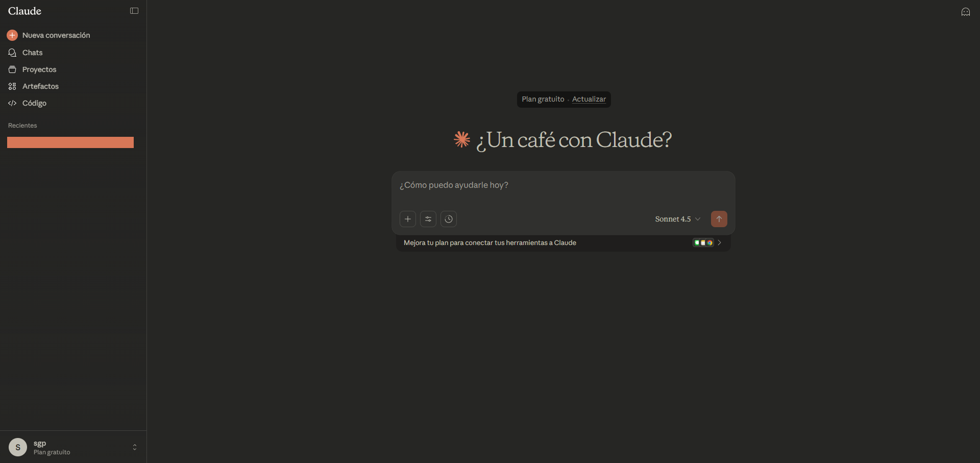 Interfaz de la IA Claude