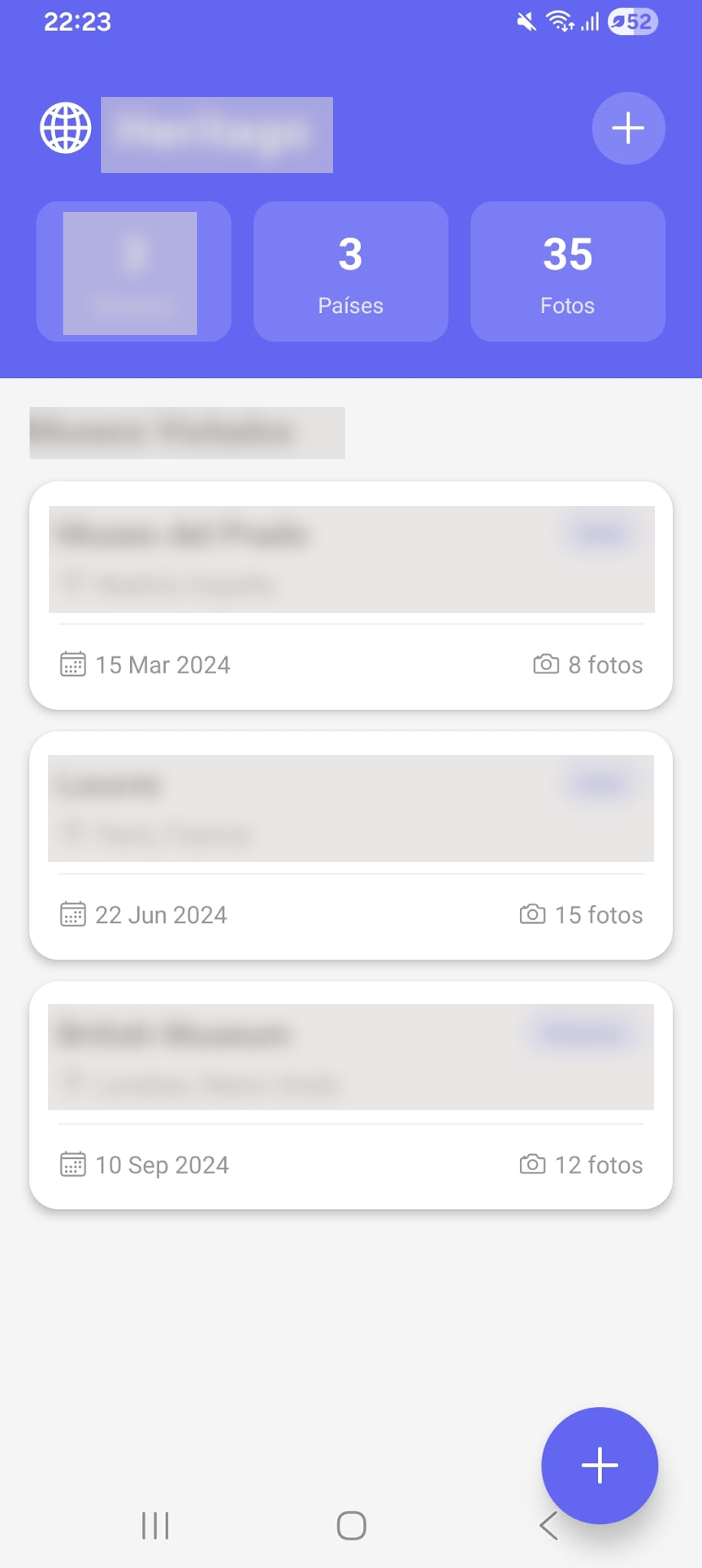 Vista de la pantalla principal de la app en el dispositivo móvi